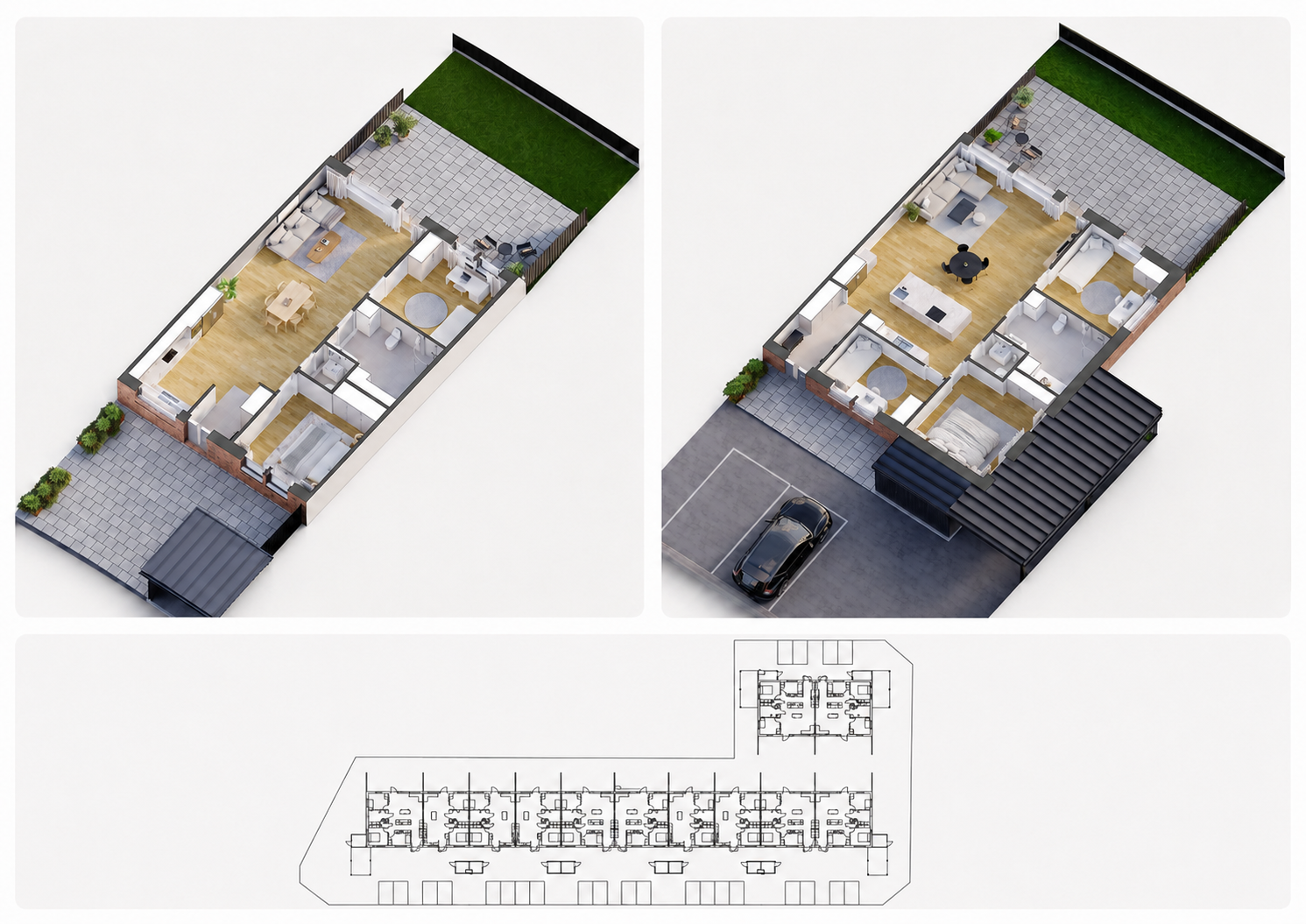 interior visualization inputs showing CAD files and final floor plans